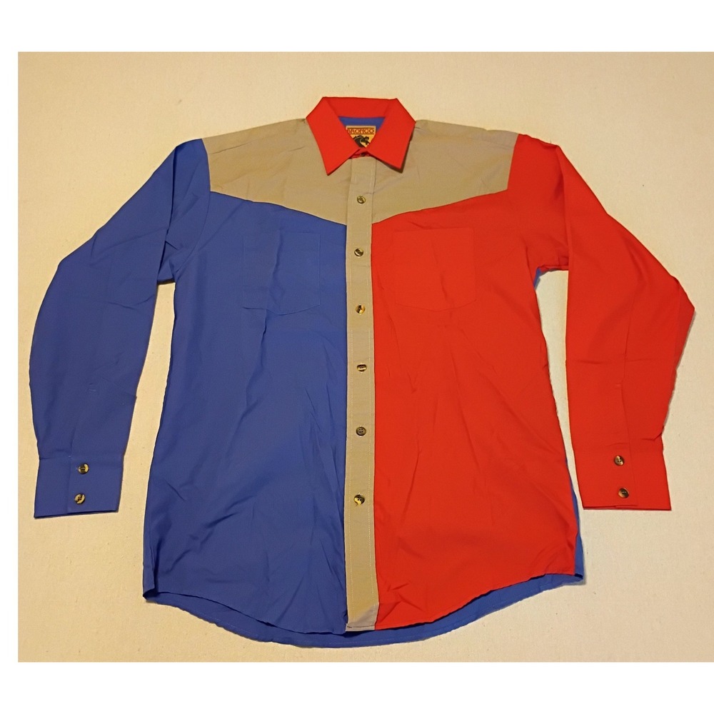 Vintage 90's Bronco Mens Western Colorblock Button Down Shirt Cotton Size M